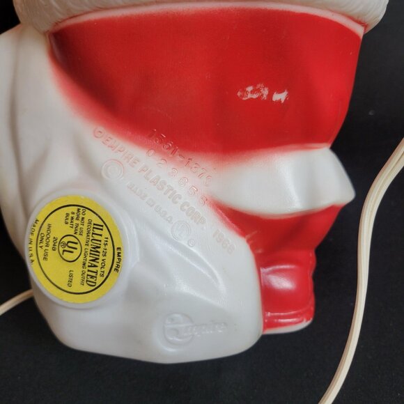 1968 Empire Tabletop Santa Claus Blow Mold w/Black Bag 13 Inch Lighted & Works - Picture 8 of 9
